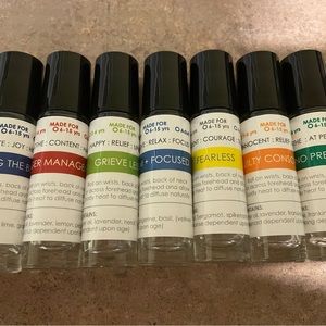 Essential oil roller bottles for mood management using doTERRA oils